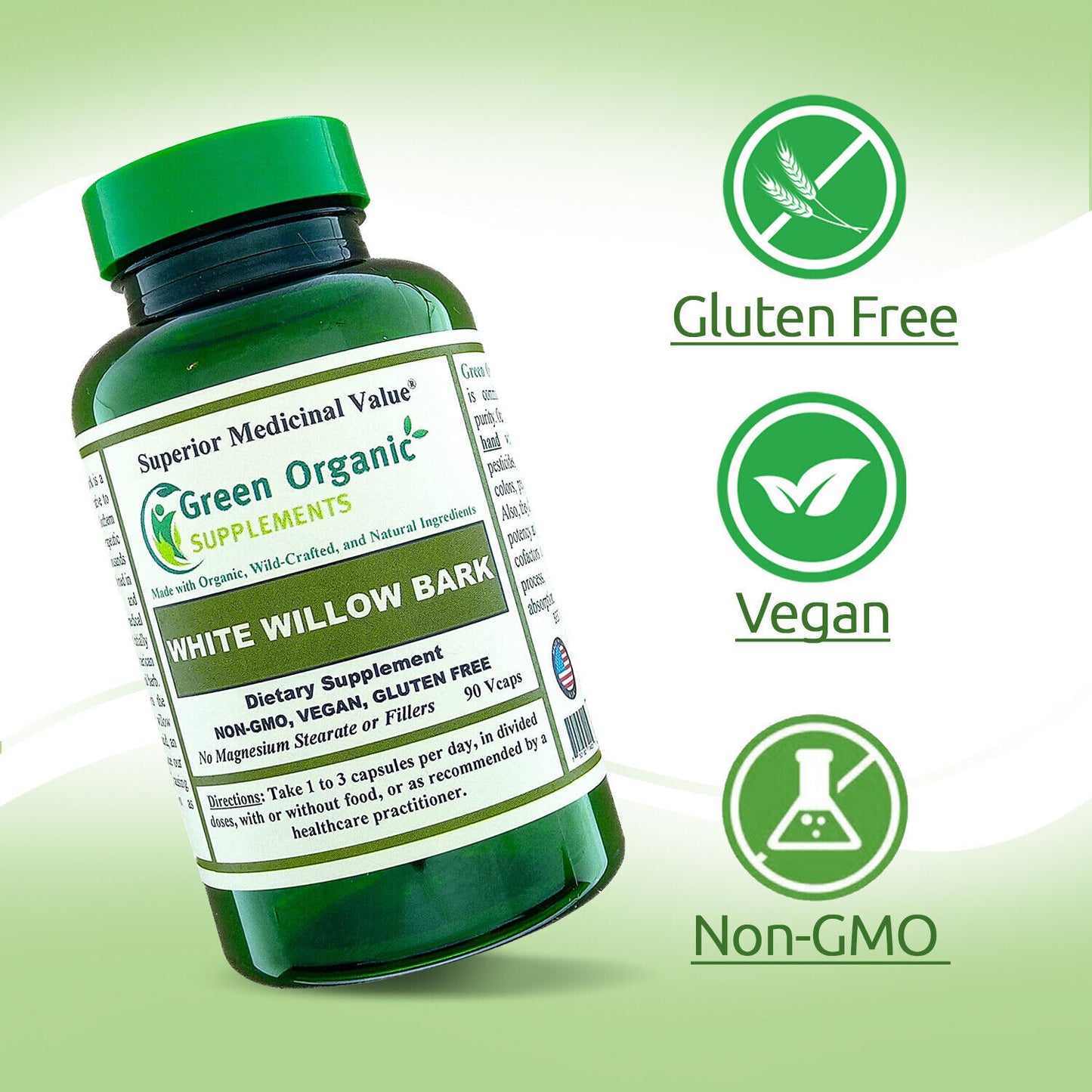 White Willow Bark Capsules 90 Caps, 710Mg - Green Organic Supplements