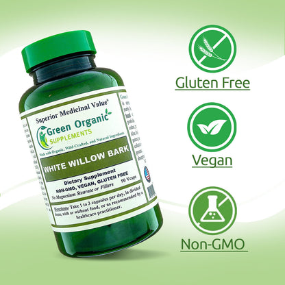 White Willow Bark Capsules 90 Caps, 710Mg - Green Organic Supplements