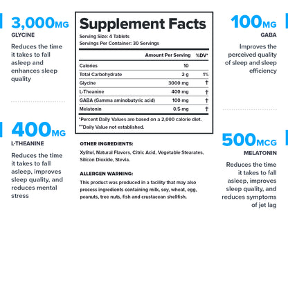Athletics Lunar Mixed Berry Chewable Sleep Aid Supplement, Melatonin, Glycine, L-Theanine & GABA, 120 Tablets